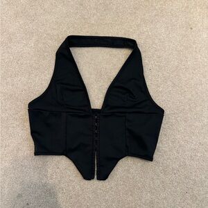 Black Halter Neck Corset Top